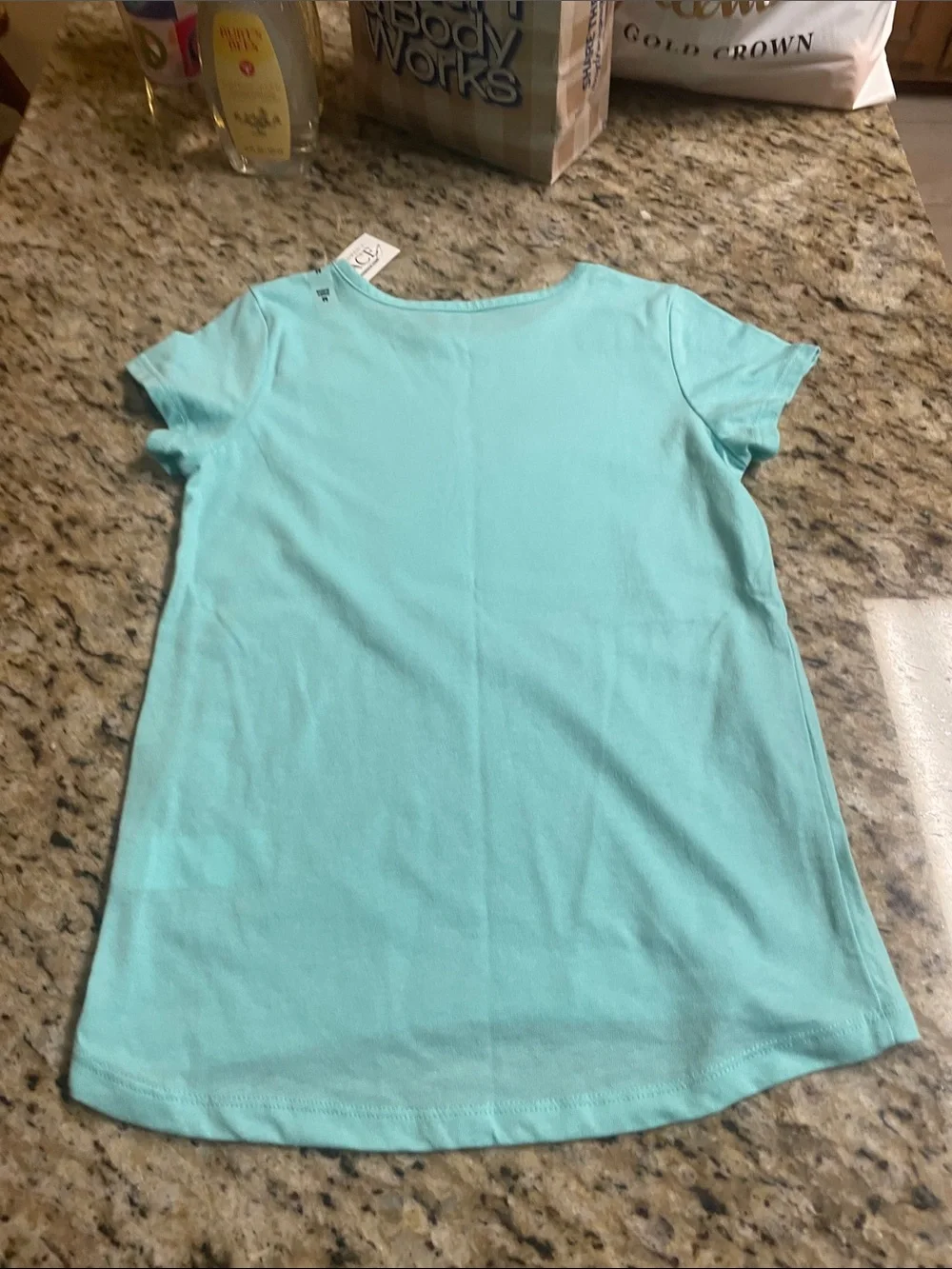 NWT The Children's Place Girl’s Teal Short Sleeve Butterfly Sequin Tee Size 7/8